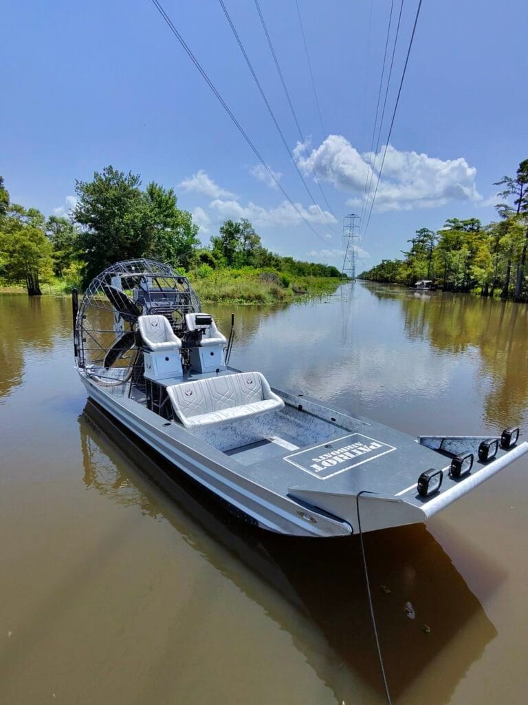 A Patriot on a calm canal