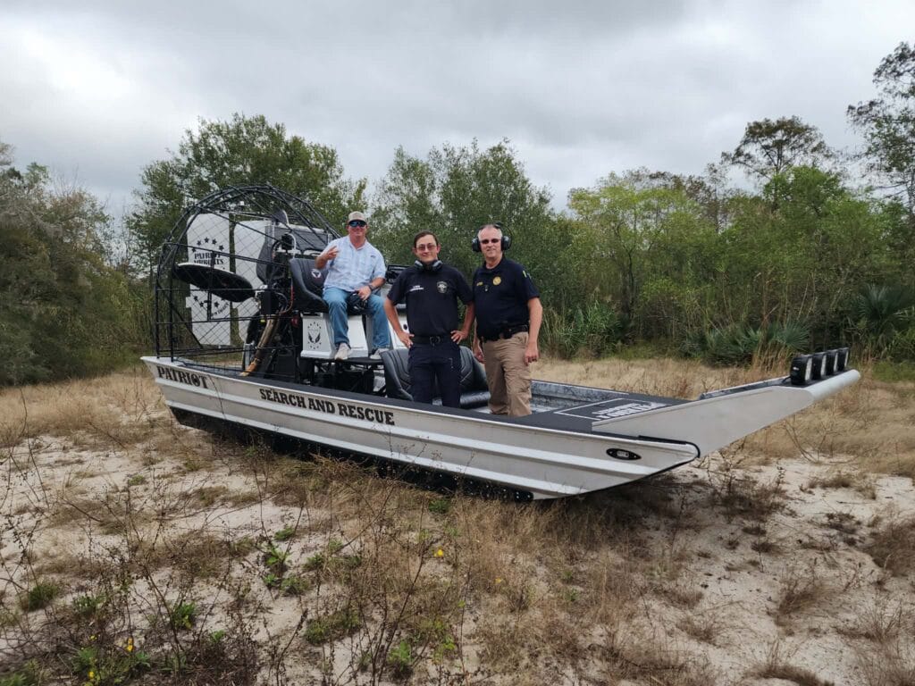 A search and rescue Patriot at the riverbank