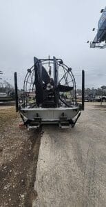 2005 Panther airboat from straight behind, cage and rudders