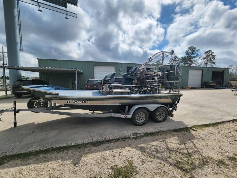 A Patriot on its trailer in the shop yard