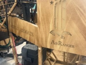 American Airboats and AirRanger badging on a 2019 AirRanger engine stand