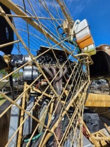 2019 AirRanger airboat engine and headers seen through the cage