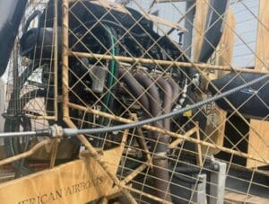 Close-up of the 2019 AirRanger LT4 engine and exhaust headers through the cage